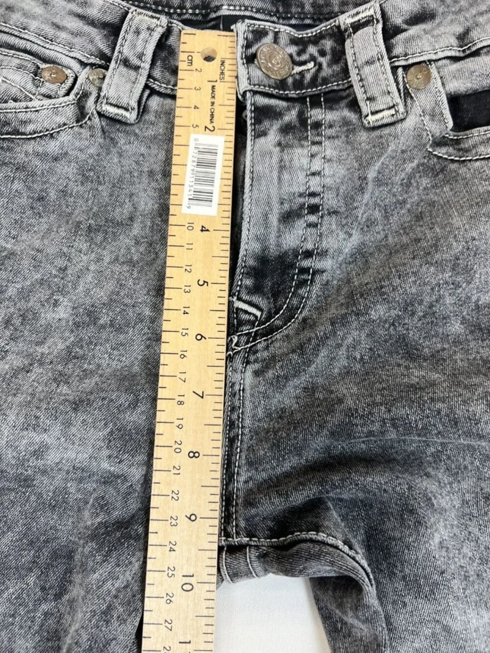 True Religion Womens Billie Mid Rise Straight Leg Acid Wash Grey Jeans Size 30 - Picture 10 of 12